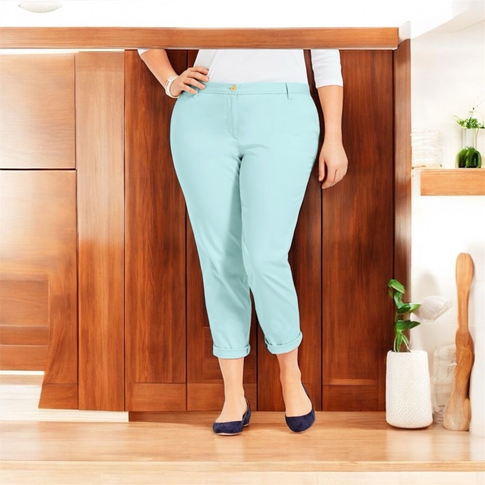 TALBOTS Girlfriend Chinos Casual Pants Light Blue Aqua Sz 12